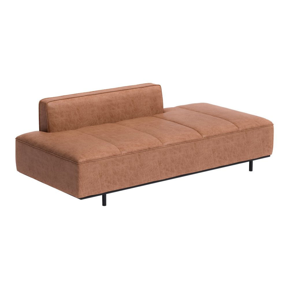 79" Brown Faux Leather Sofa With Black Legs