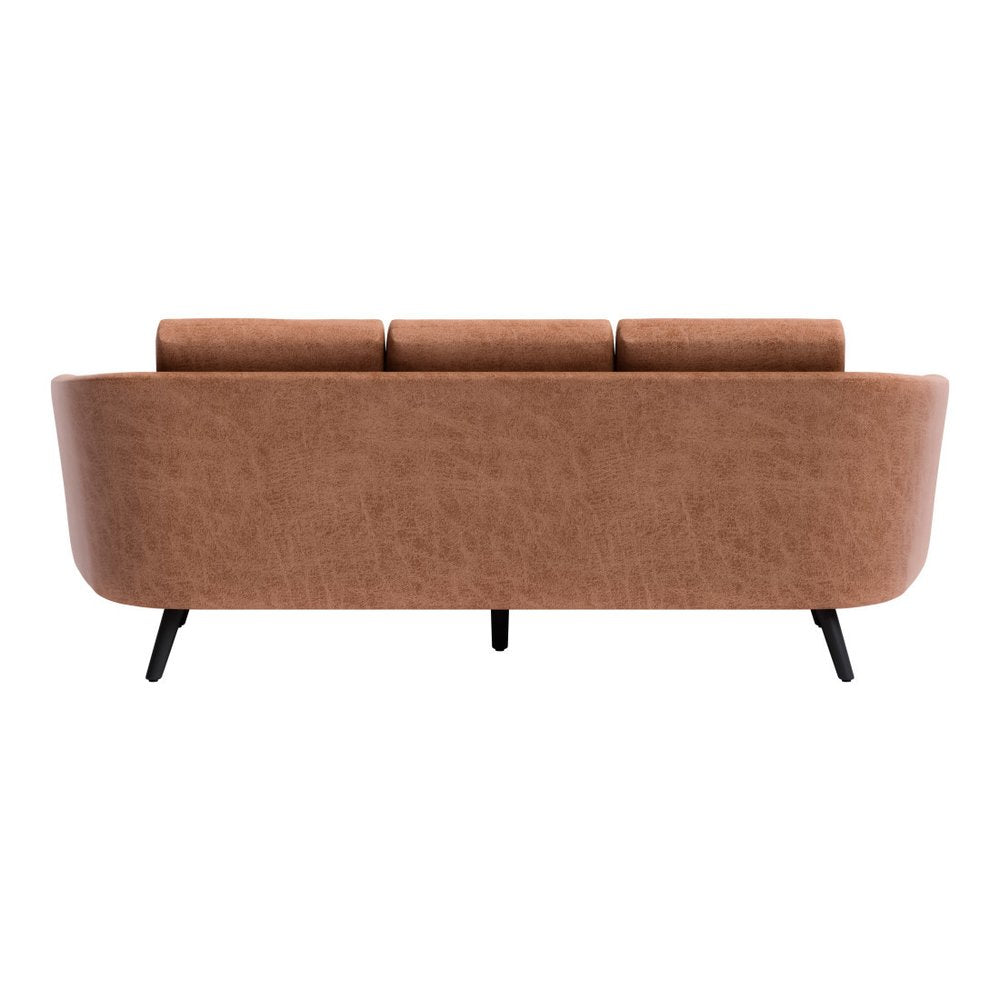 79" Brown Faux Leather Sofa With Black Legs