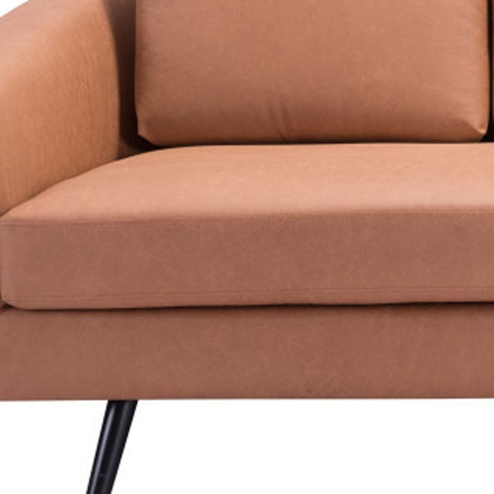 79" Brown Faux Leather Sofa With Black Legs close-up detail