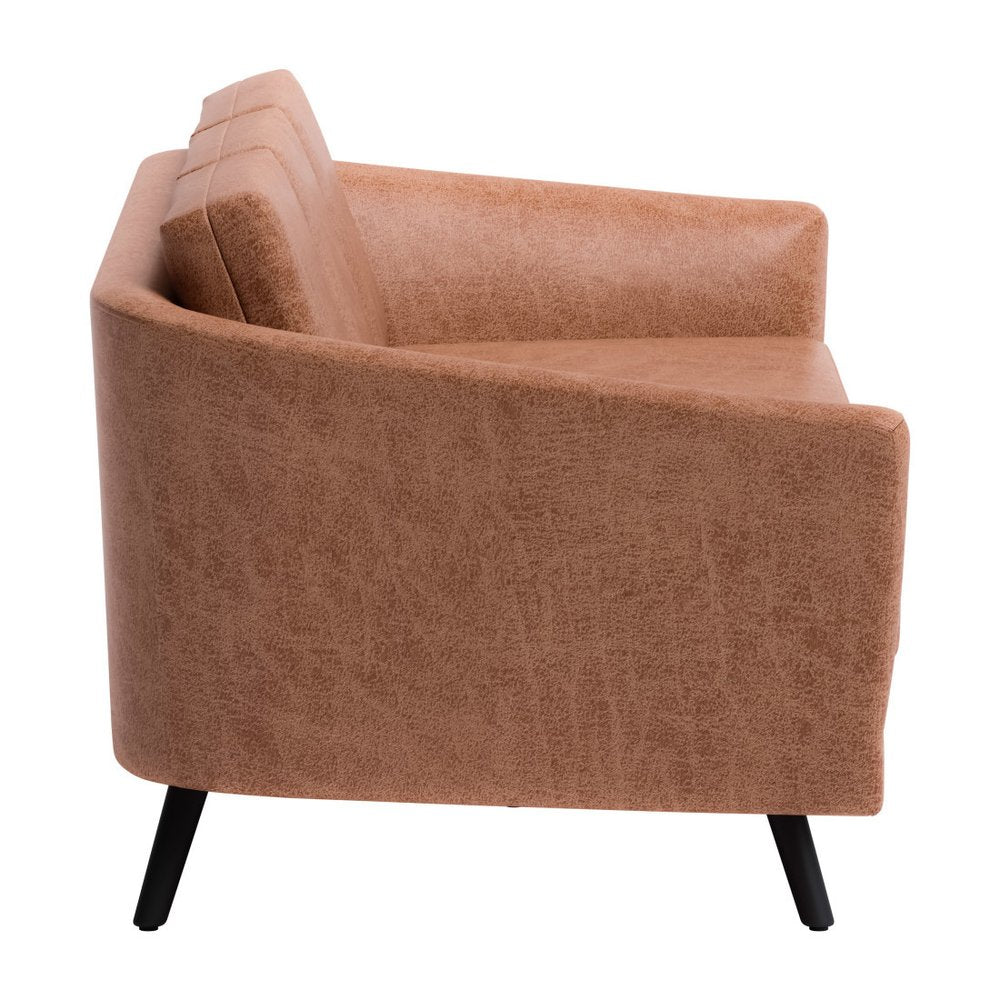 79" Brown Faux Leather Sofa With Black Legs