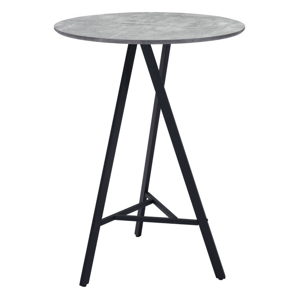 32" Gray and Black Rounded Steel Bar Table. Bar & restaurant table isolated on a plain white background, finished in black metal.