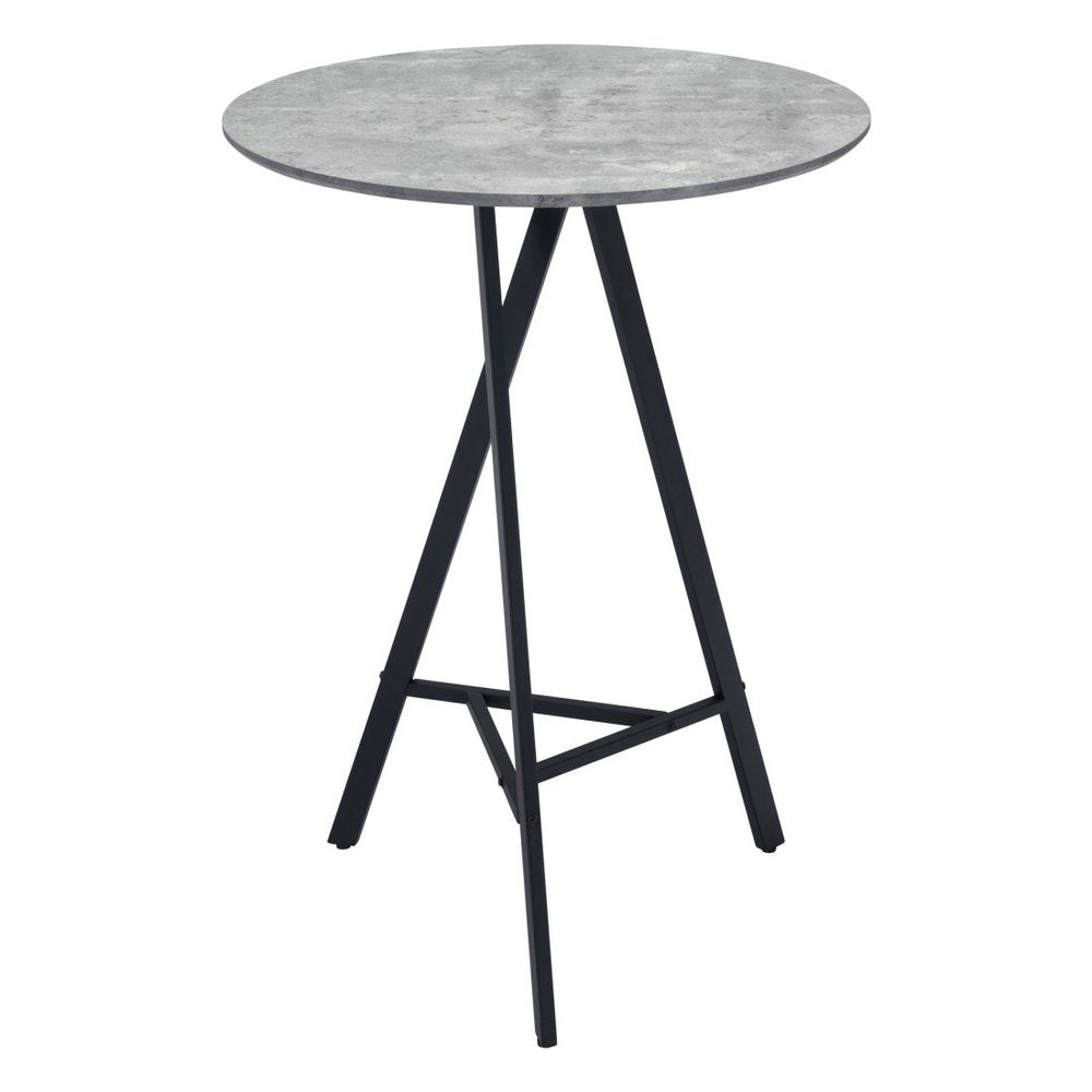 32" Gray and Black Rounded Steel Bar Table. Bar & restaurant table isolated on a plain white background, finished in black metal.