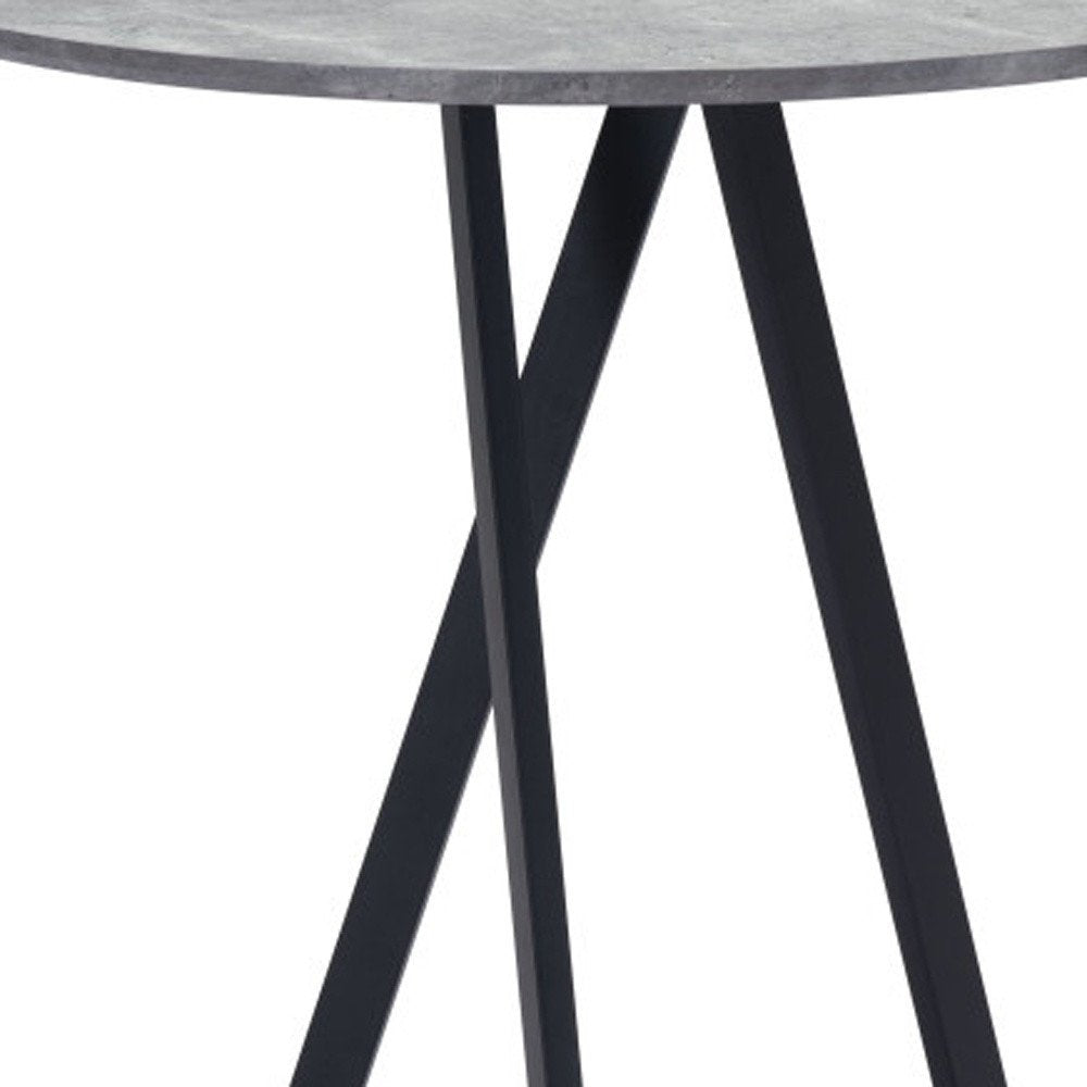 32" Gray and Black Rounded Steel Bar Table. Bar & restaurant table isolated on a plain white background, showing a black metal surface.