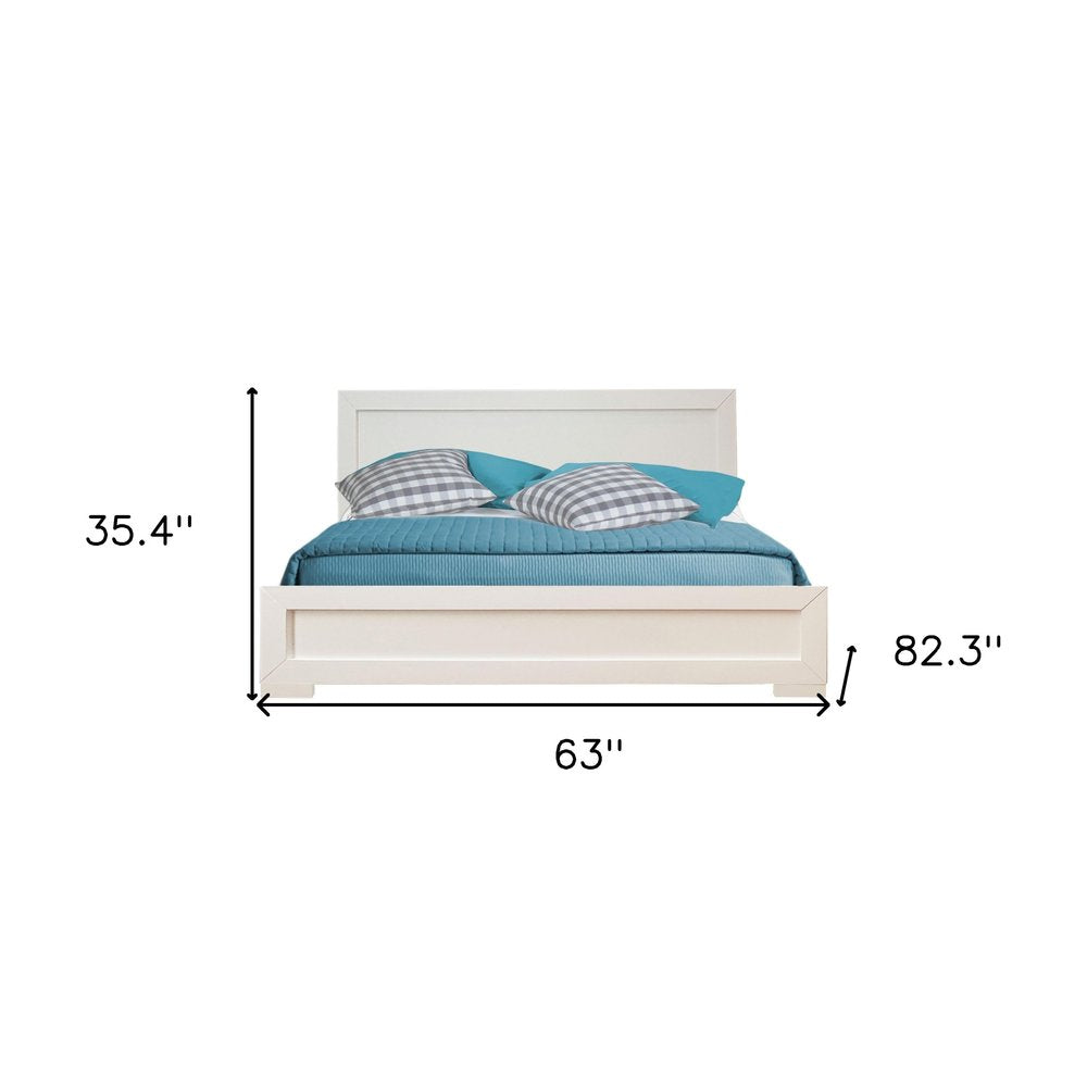 White Solid and Manufactured Wood Queen Bed Frame - SKU 397077 on a white background