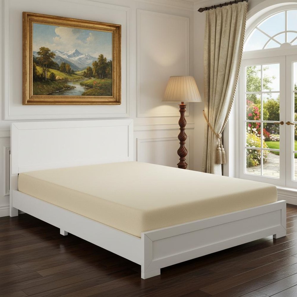 White Solid and Manufactured Wood Queen Bed Frame