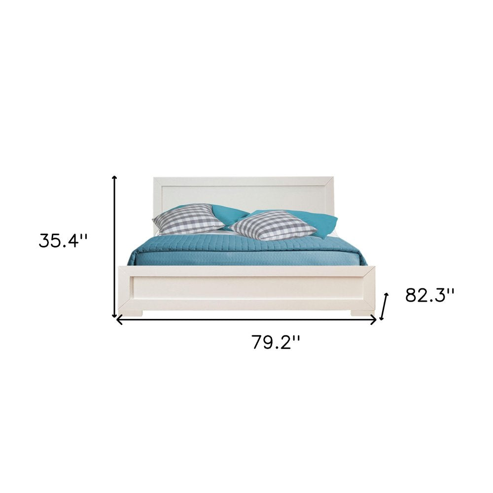 White Solid and Manufactured Wood Queen Bed Frame - SKU 397077 on a white background