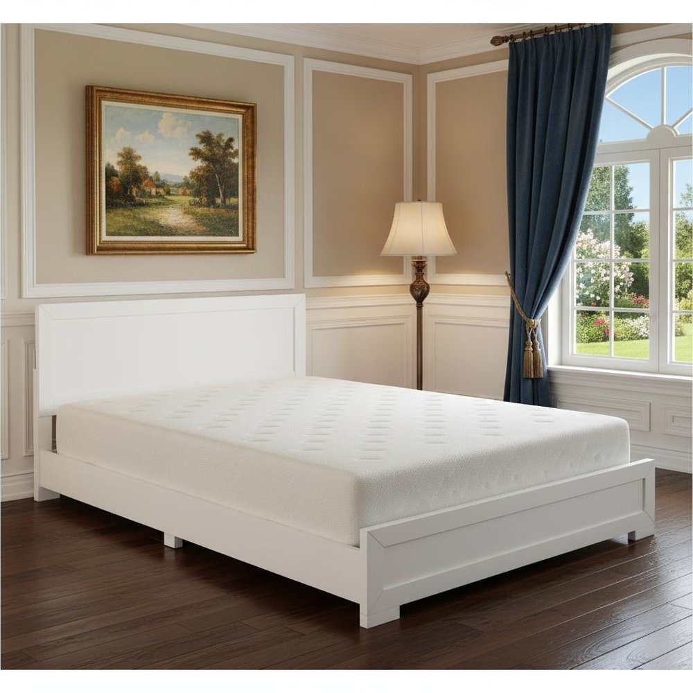 White Solid and Manufactured Wood Queen Bed Frame - SKU 397077 close-up detail