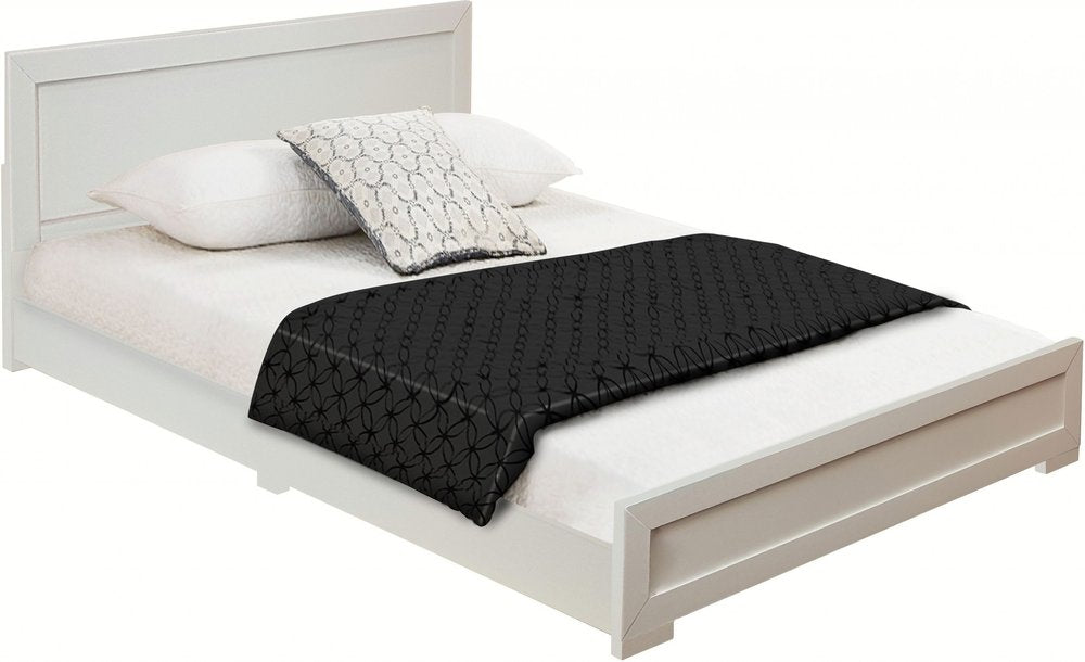 White Solid and Manufactured Wood Queen Bed Frame on a white background