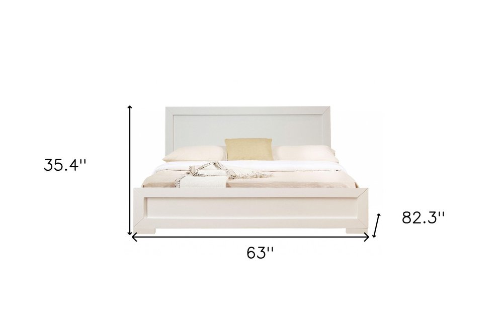 White Solid and Manufactured Wood Queen Bed Frame on a white background