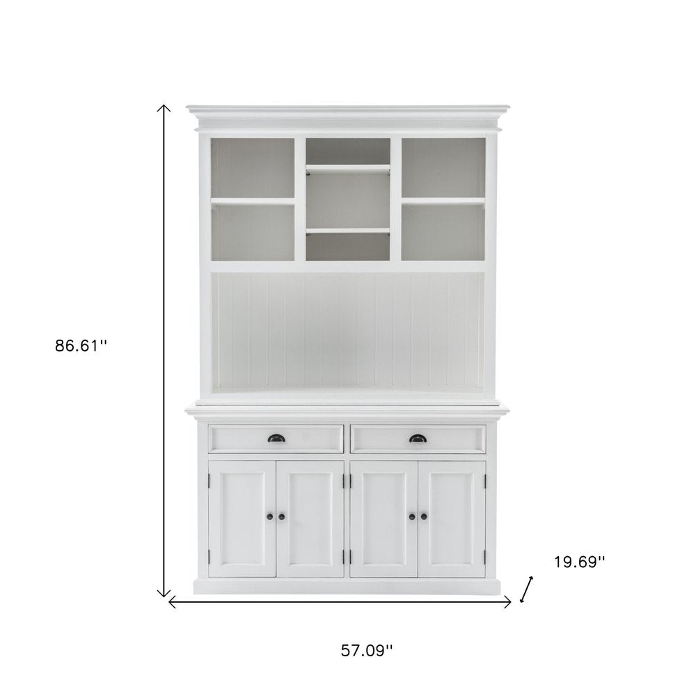White Solid Wood Adjustable Two Tier Bookcase on a white background