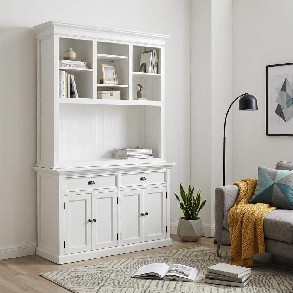 White Solid Wood Adjustable Two Tier Bookcase in a home interior