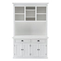 White Solid Wood Adjustable Two Tier Bookcase on a white background