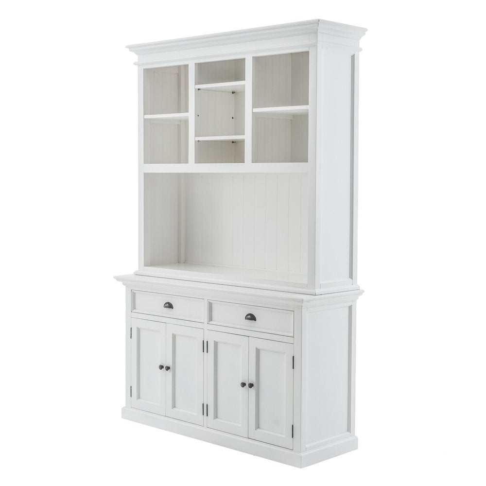 White Solid Wood Adjustable Two Tier Bookcase on a white background