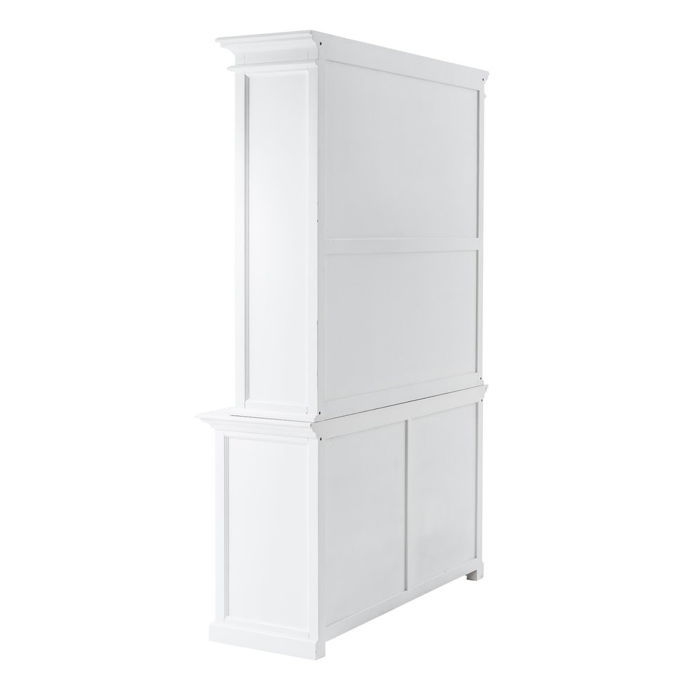 White Solid Wood Adjustable Two Tier Bookcase on a white background
