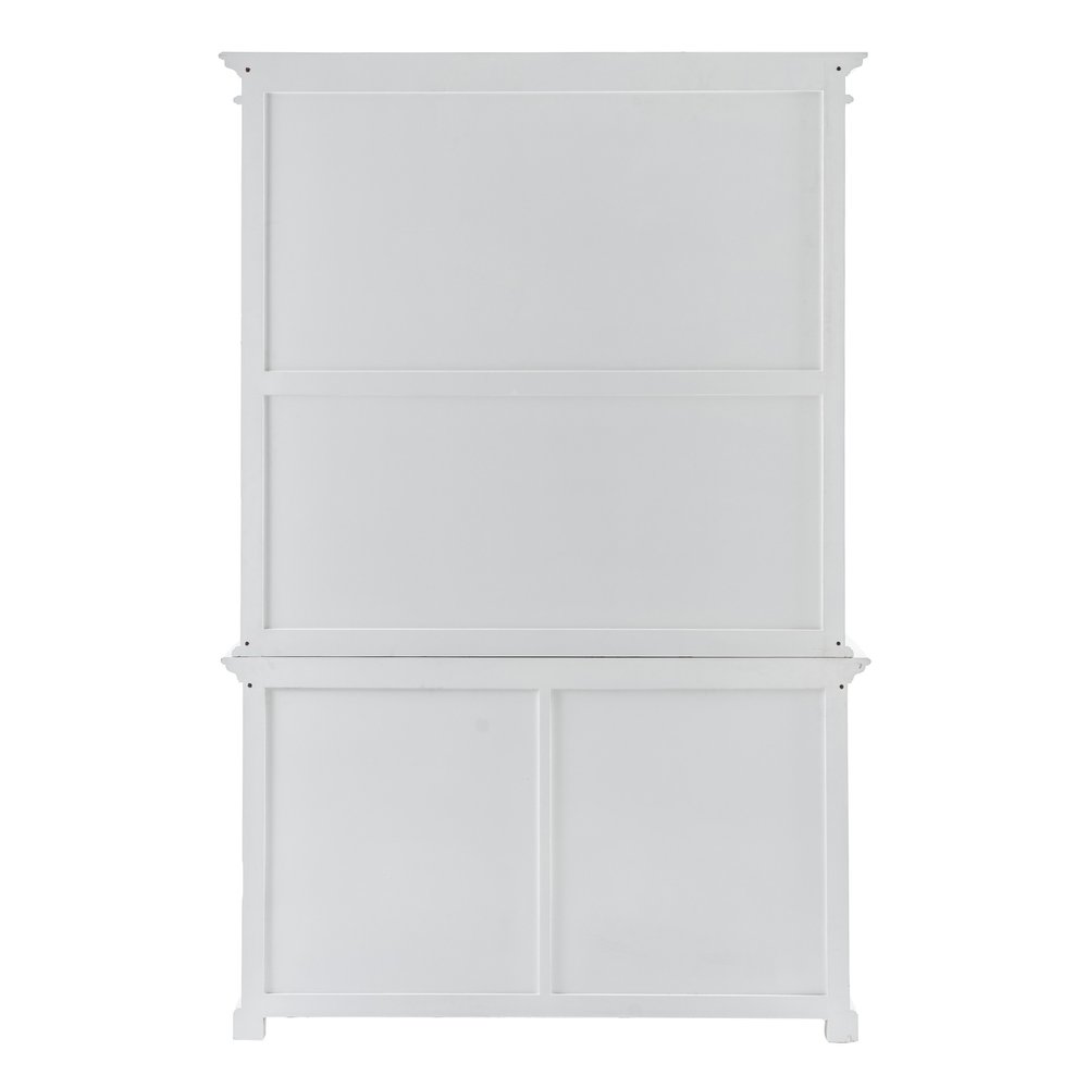 White Solid Wood Adjustable Two Tier Bookcase on a white background
