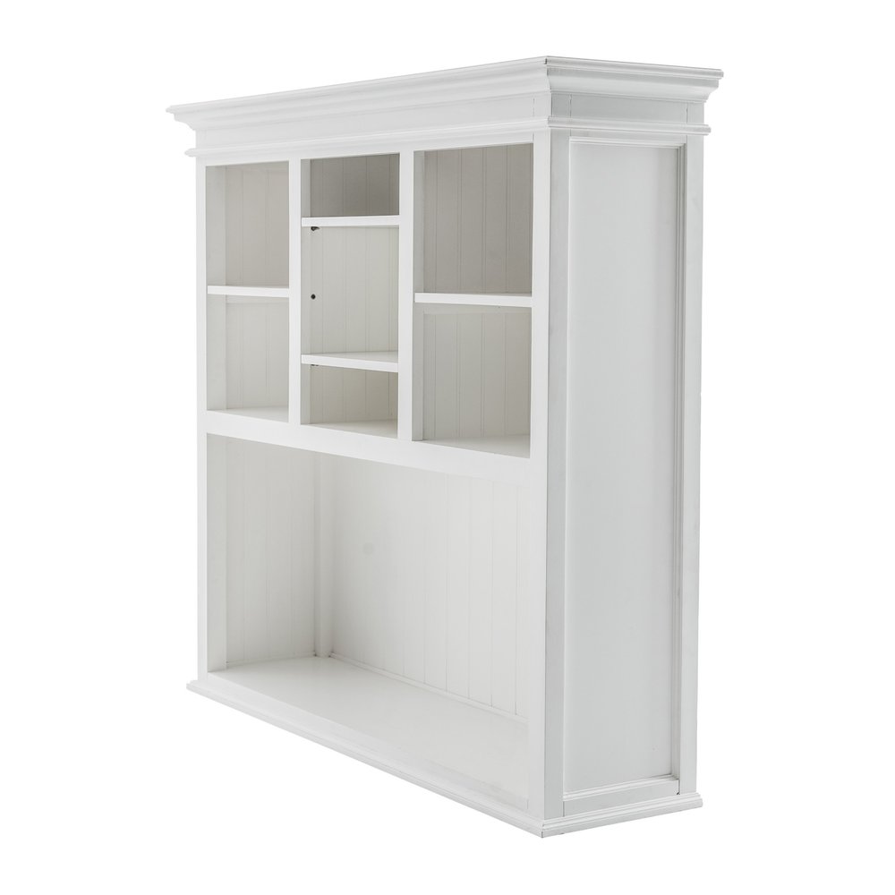 White Solid Wood Adjustable Two Tier Bookcase on a white background
