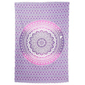 80" X 56" Purple And White Mandala Cotton Hanging Tapestry