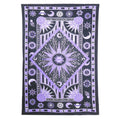 80" X 56" Purple Black And White Mandala Cotton Hanging Tapestry on a white background