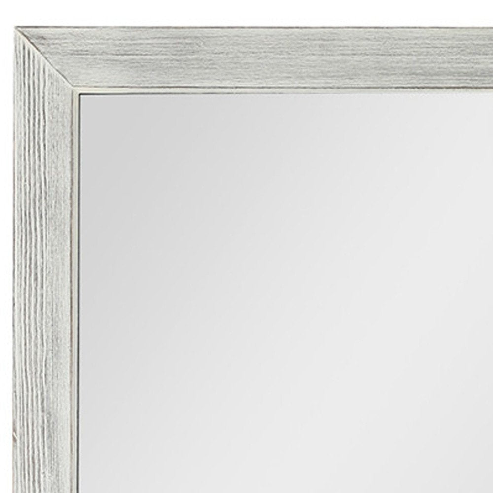 Brushed White Wooden Mirror on a white background