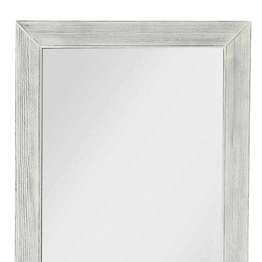 Brushed White Wooden Mirror on a white background