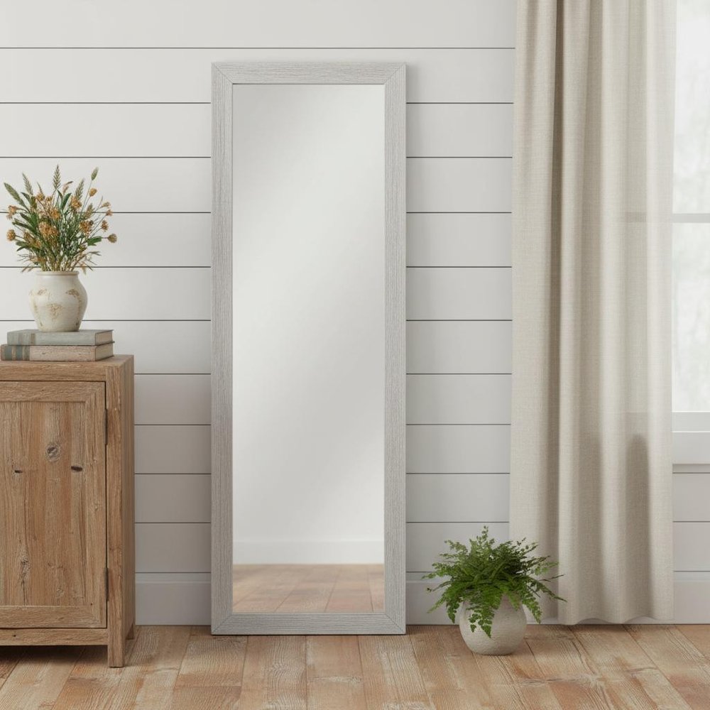 Brushed White Wooden Mirror in a home interior