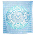 92" X 84" Sea Green And White Mandala Cotton Hanging Tapestry