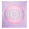 92" X 84" Pink And White Mandala Cotton Hanging Tapestry