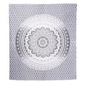 92" X 84" Gray And White Mandala Cotton Hanging Tapestry