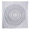 92" X 84" Black And White Mandala Cotton Hanging Tapestry