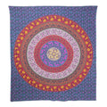 92" X 84" Blue Red And Yellow Mandala Cotton Hanging Tapestry
