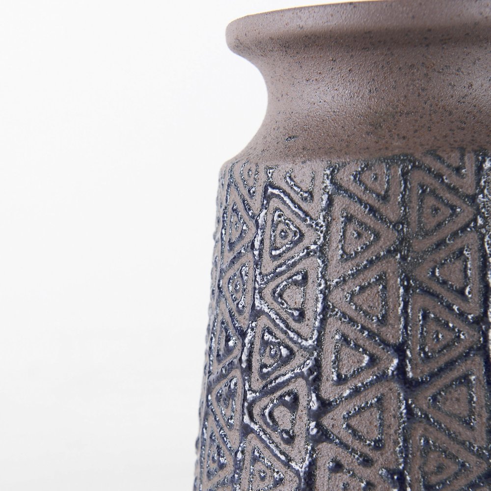 6" Brown Abstract Cylinder Ceramic Table Vase.