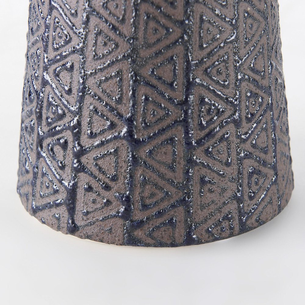 Cropped view of 6" Brown Abstract Cylinder Ceramic Table Vase focusing on the ceramic surface.