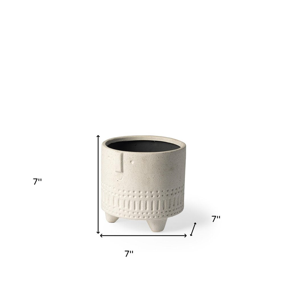 7" White Abstract Cylinder Ceramic Table Vase on a white background