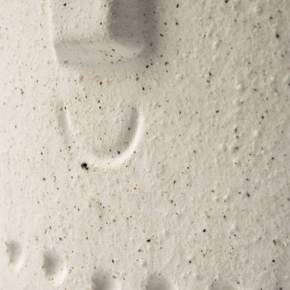 7" White Abstract Cylinder Ceramic Table Vase close-up detail