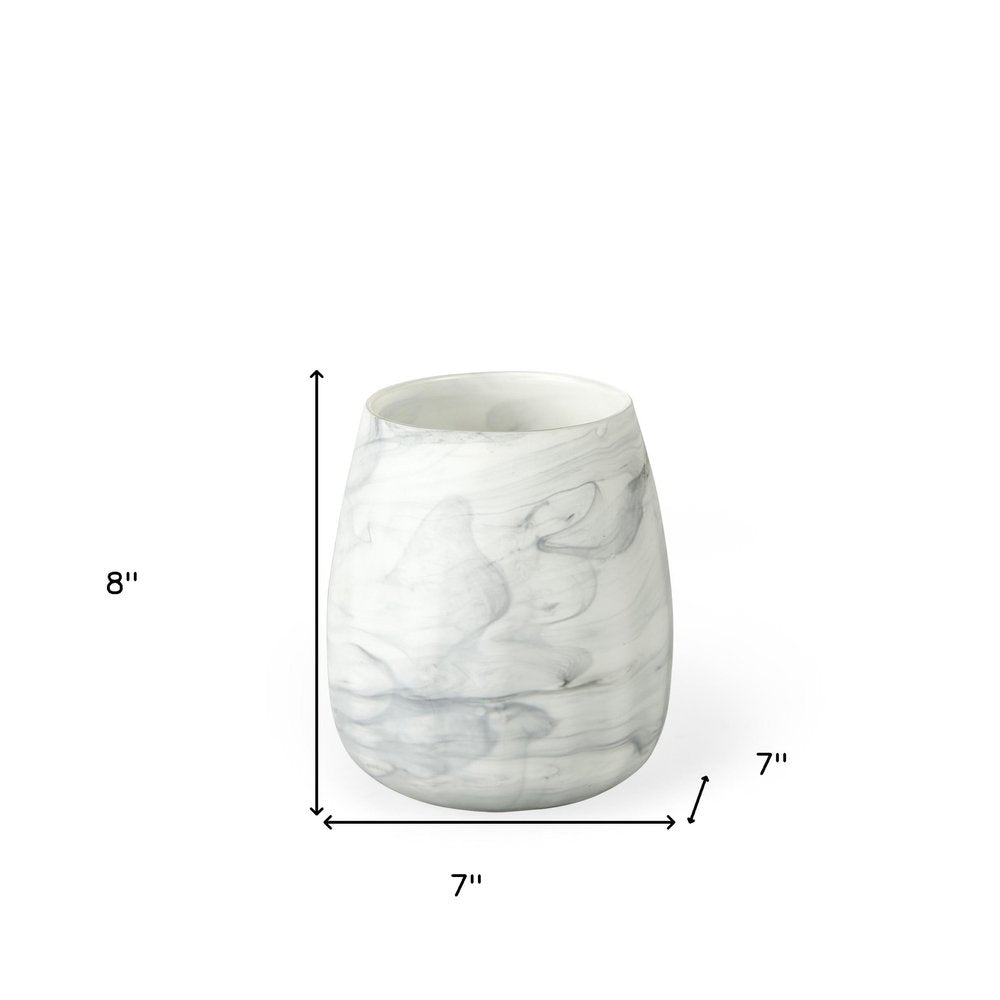 8" Gray Abstract Cylinder Crystal Glass Table Vase on a white background