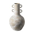 Rustic Whitewash Brown Double Handle Ceramic Vase on a white background