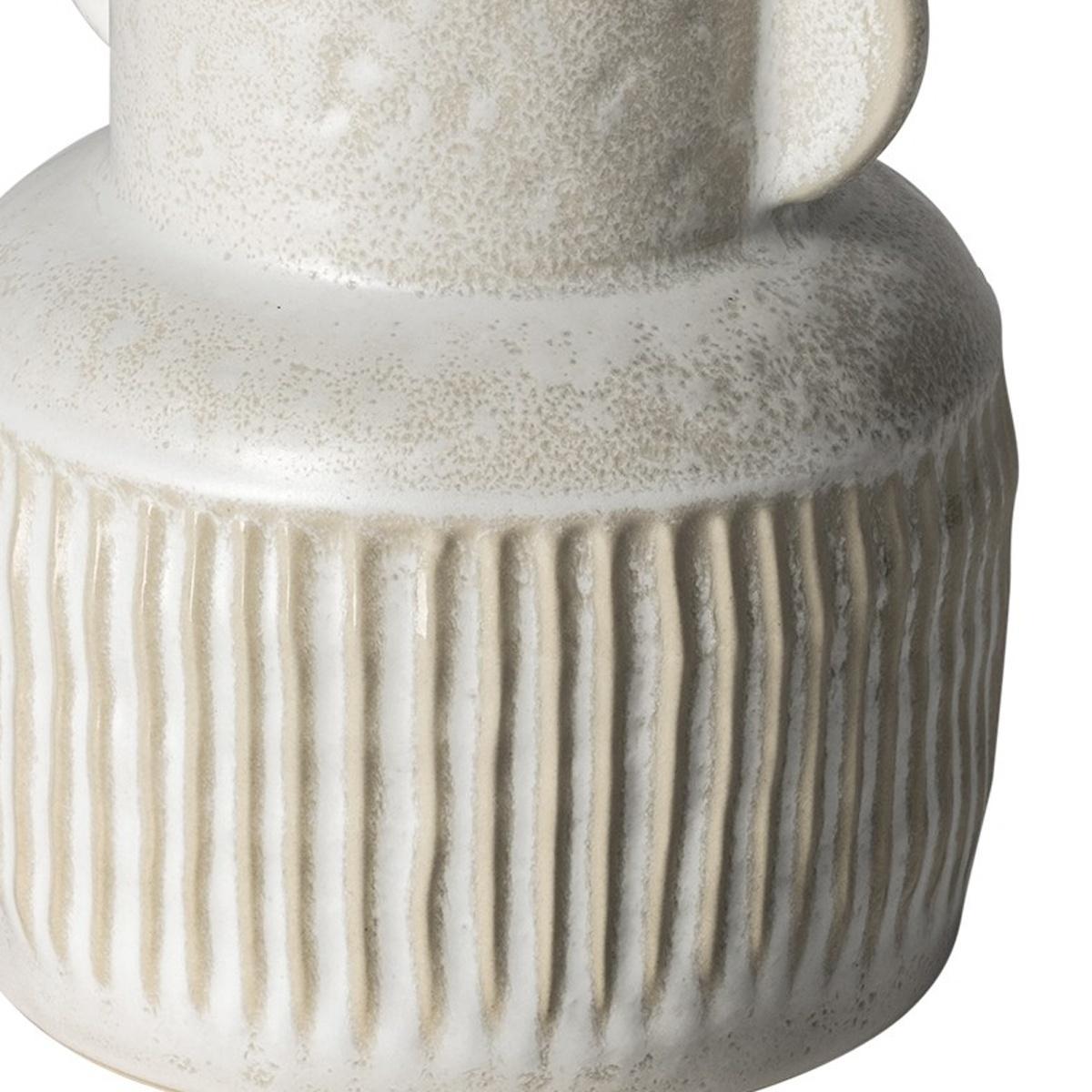 8" Whitewash Handled Textured Ceramic Vase on a white background