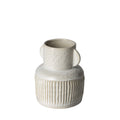 8" Whitewash Handled Textured Ceramic Vase on a white background
