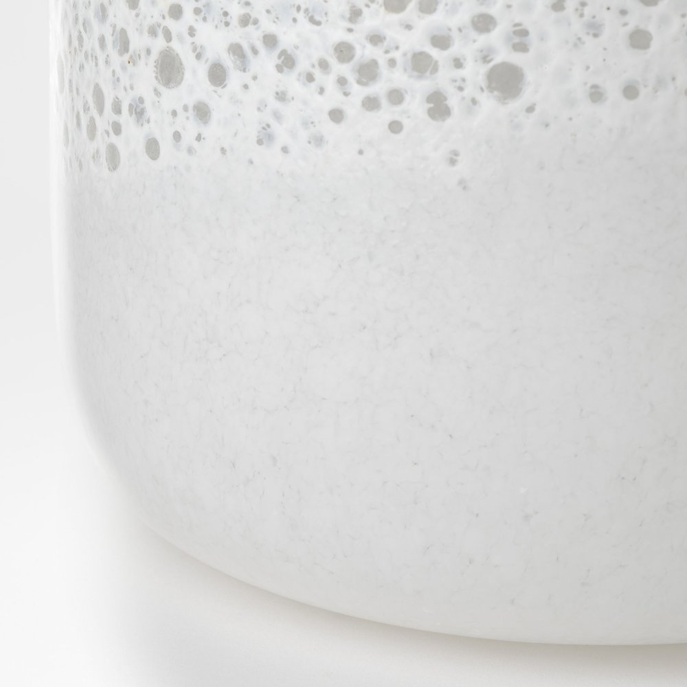 8" White Abstract Cylinder Crystal Glass Table Vase close-up detail
