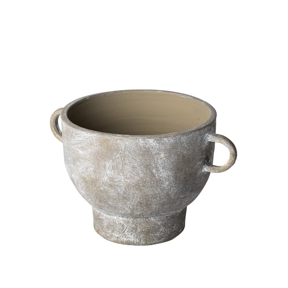 7" Brown Abstract Cylinder Ceramic Table Vase on a white background