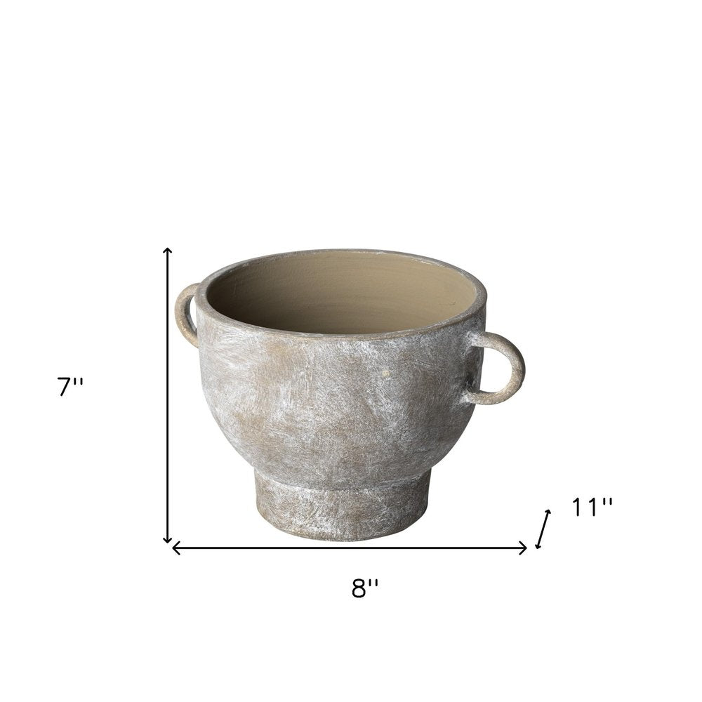 7" Brown Abstract Cylinder Ceramic Table Vase on a white background