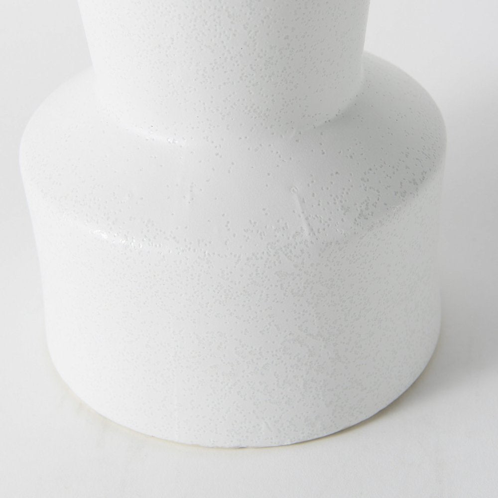 9" White Abstract Cylinder Ceramic Table Vase on a white background