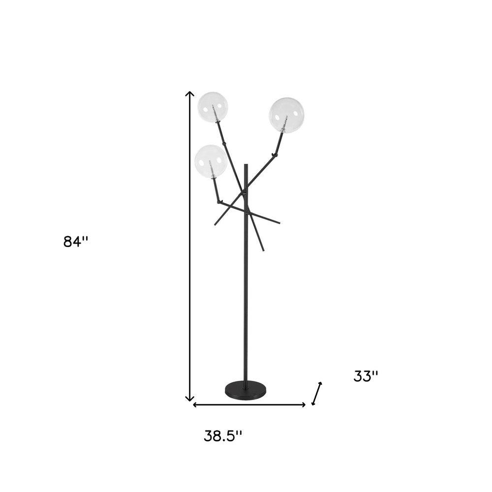 84" Black LED Floor Lamp With White on a white background