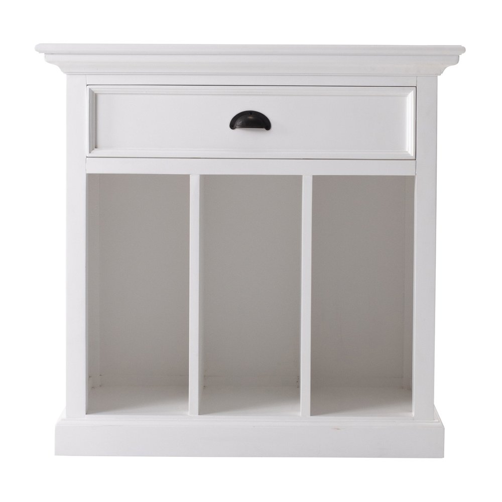 31" White Solid and Manufactured Wood Nightstand. Nightstands & bedside table isolated on a plain white background, in a white wood finish.