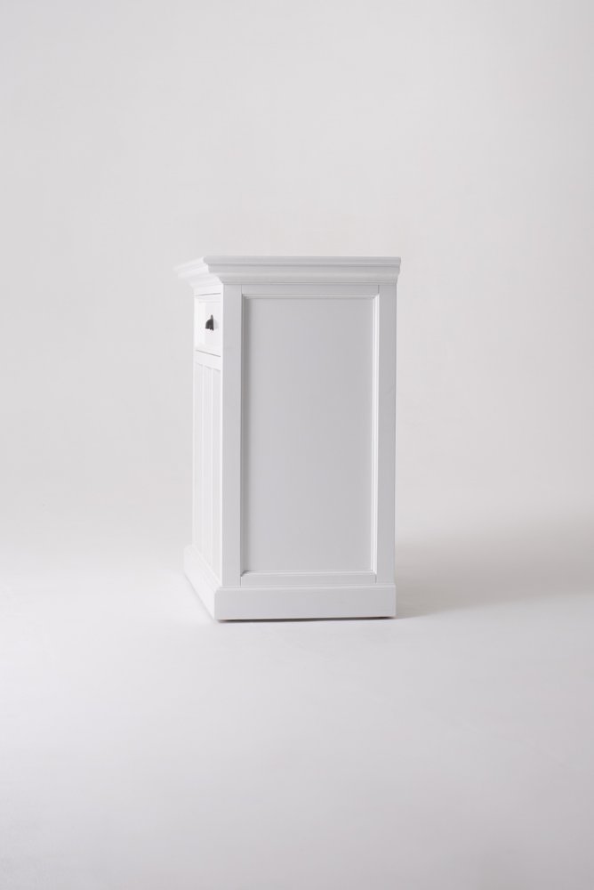 31" White Solid and Manufactured Wood Nightstand. Nightstands & bedside table isolated on a plain white background, finished in white wood.