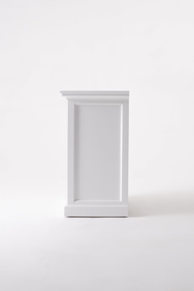 31" White Solid and Manufactured Wood Nightstand. Nightstands & bedside table isolated on a plain white background, showing a white wood surface.