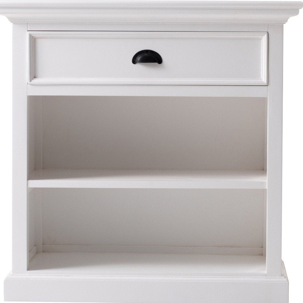 Classic White Large Nightstand With Shelves close-up detail