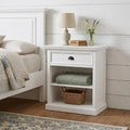 Classic White Large Nightstand With Shelves