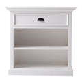 Classic White Large Nightstand With Shelves on a white background