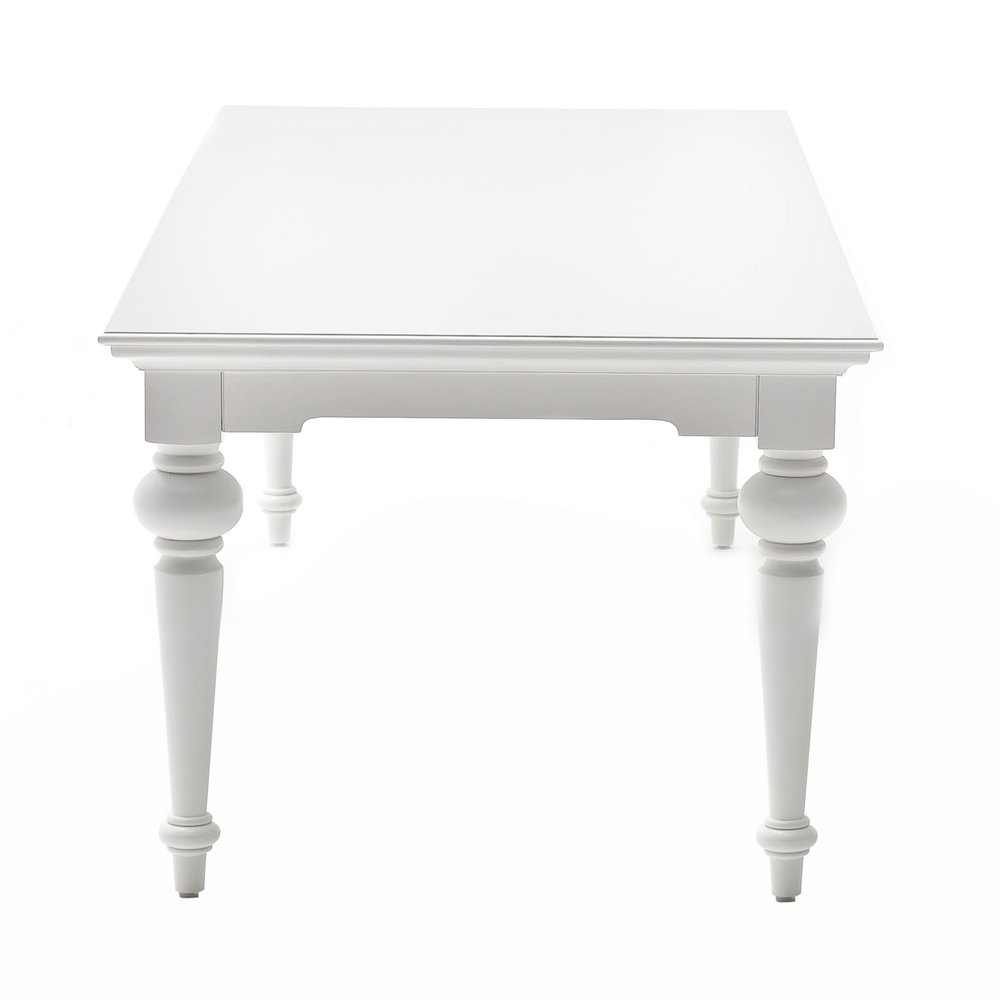 94" White Solid Wood Dining Table on a white background